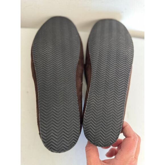 EUC Polo Ralph Lauren Dezi With Gold Polo Pony Brown Men's Fleece slippers SZ 11 - Picture 7 of 8